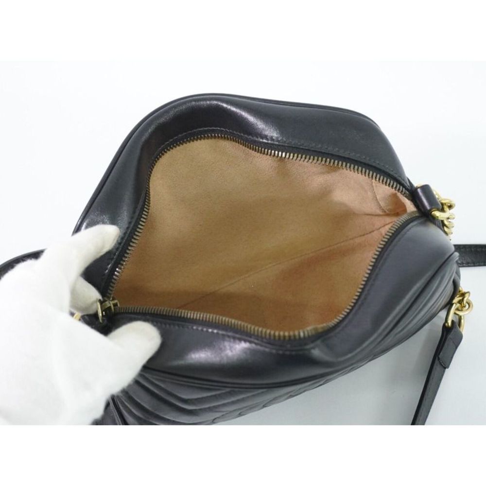 Gucci Gg Marmont Black Leather Shoulder Bag (Pre-Owned) - Picture 11 of 12